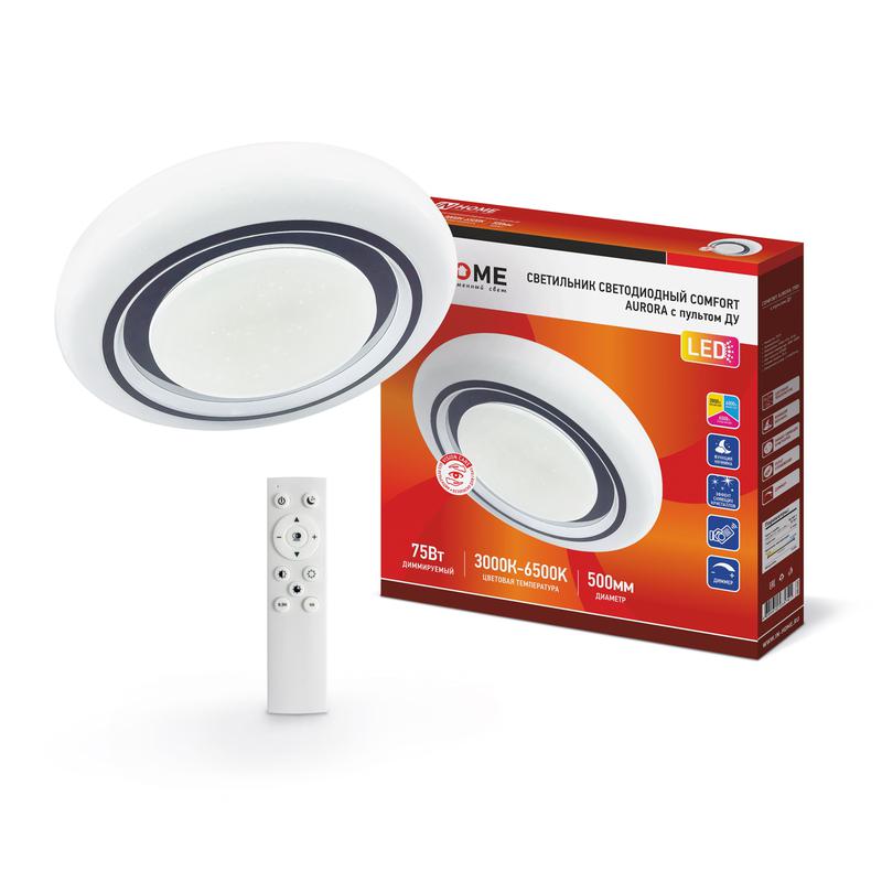 Рекомендуем купить Светильник светодиодный COMFORT AURORA 75Вт 230В 3000-6500К 6000лм 500х70мм с пультом ДУ IN HOME 4690612035741