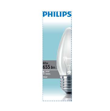 Рекомендуем купить Лампа накаливания Stan 60Вт E27 230В B35 CL 1CT/10X10F Philips 921501544237