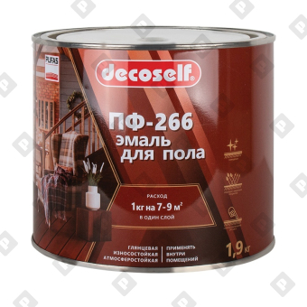 Эмаль для пола Pufas Decoself ПФ-266 красно-коричневая (1,9 кг) - №1
