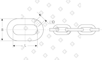 Цепь короткозвенная DIN 766 Ø6x18.5, нерж. сталь A2 - №2