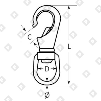 Карабин зацепной с вертлюгом ART 8257 16 мм, нерж. сталь A4 - №2