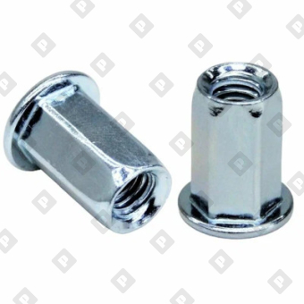 Заклепка М6x15.5 шестигранная с внутренней резьбой и цилиндрическим бортом, оц. сталь - №1