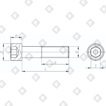 Винт DIN 912 М6x12 с полной резьбой и цилиндрической головкой с внутренним шестигранником, кл. пр. 8.8, оц. сталь - №2