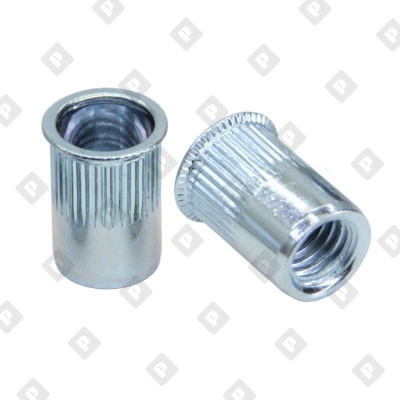 Заклепка М12x23 с внутренней резьбой, насечками и цилиндрическим бортом, алюминий - №1