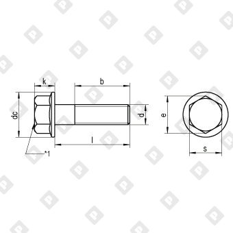 Болт DIN 6921 М6х20 с шестигранной головкой и фланцем без насечек, кл.пр. 5.8, оц. сталь - №2