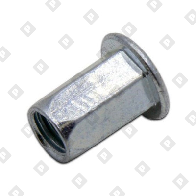 Заклепка М6x15.5 шестигранная с внутренней резьбой и цилиндрическим бортом, оц. сталь - №3