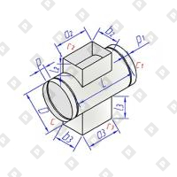 Крестовина круглого сечения с прямоугольной врезкой - №1