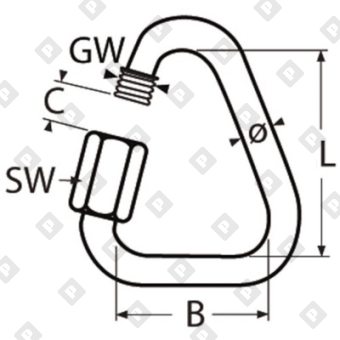Карабин винтовой дельтавидный ART 8489 5 мм, нерж. сталь A4 - №2