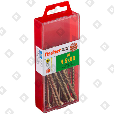 Набор из 20 саморезов fischer FPF-SZ 4,5X80 YZP 20 B с потайной головой и неполной резьбой, оц. сталь - №1