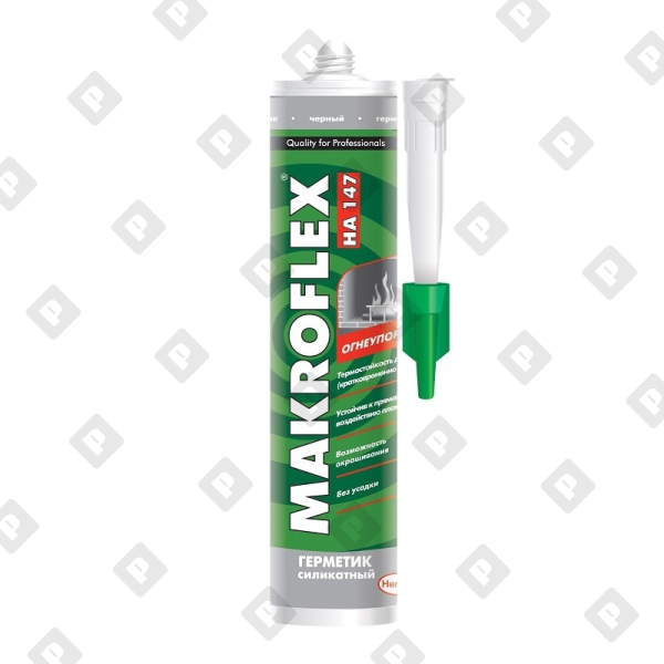 Герметик силикатный Makroflex НА147 огнеупорный, черный (0,3 л) - №1