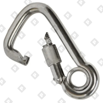 Карабин пружинный ассиметричный с кольцом и резьбовой втулкой ART 8951 8x80, нерж. сталь A4 - №1