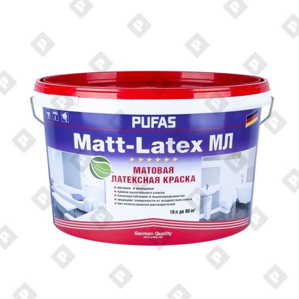 Краска Pufas Matt-Latex D моющаяся латексная, мат., мороз. (10 л) - №1